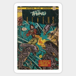The Thing vs. Aliens fan art comic cover Sticker